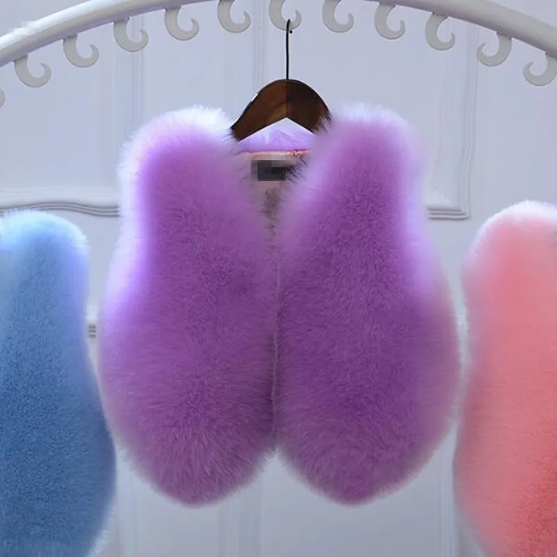 Пушистый маленький Зимнее пальто для девочек теплое с воротником из