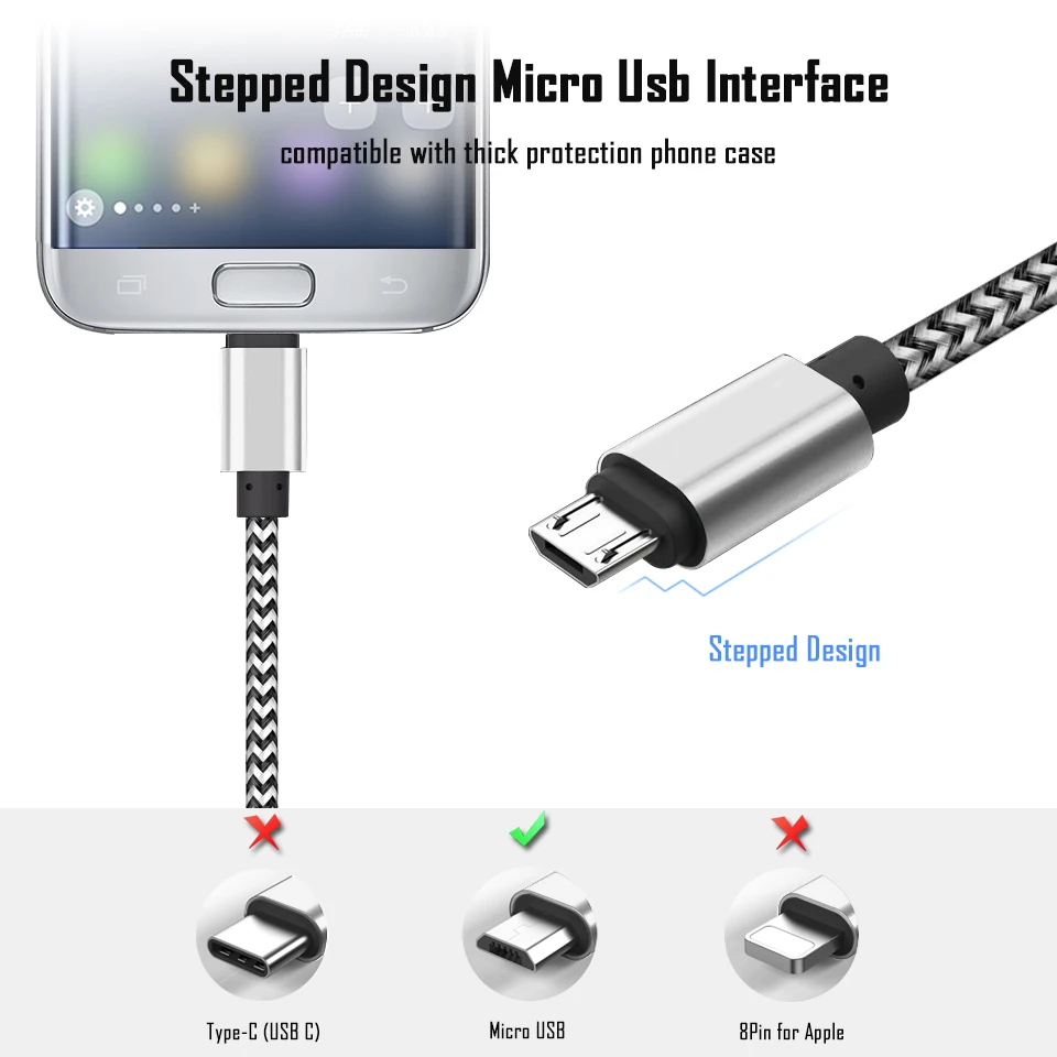 USB кабели для быстрой зарядки кабель Micro Android синхронизации данных и Samsung Xiaomi Huawei