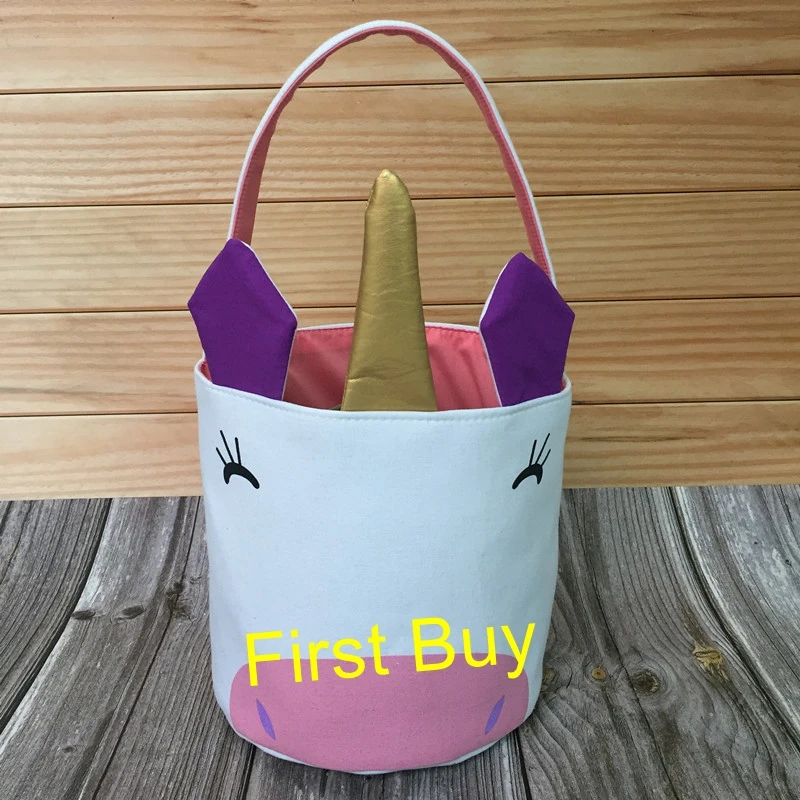 20pcs/lot Wholesale 2019 newest canvas tote basket fashion easter tail bukets children monogram bunny unicorn bucket | Дом и сад