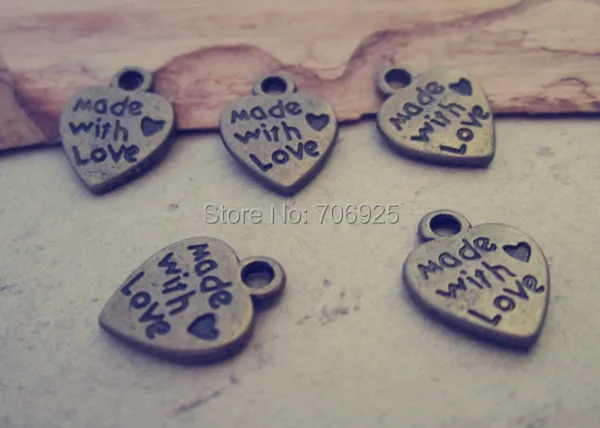 

80pcs/lot Antique bronze heart Pendant charm accessories 10mmx11mm