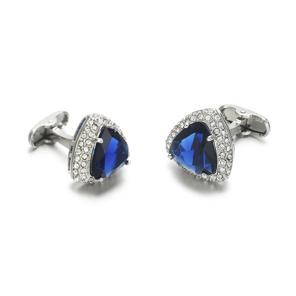 2019 VAGULA High Quality Men's Cufflinks Silver-Plating Gemelos Blue Zircon Shirt cuff links mens jewelry 810 | Украшения и