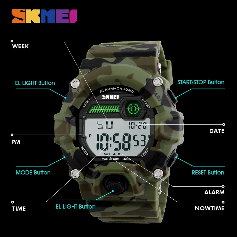 Часы наручные SKMEI Мужские Цифровые модные многофункциональные спортивные в