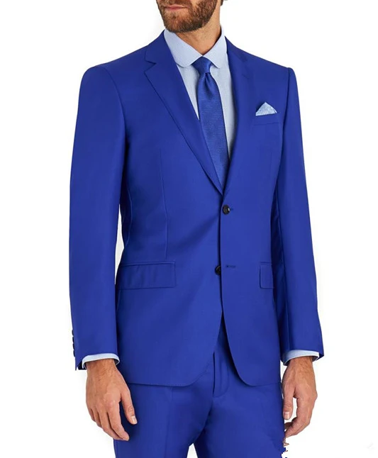2019 Royal Blue Men's Slim Fit Business Suits Men Bespoke Wedding Tuxedo Suits Male Dinner Party 3 Pieces Suit Jacket Vest Pants