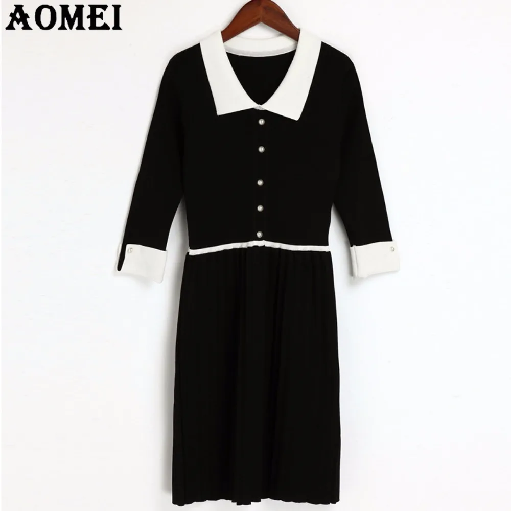 Женское Повседневное платье свитер Офисная Женская одежда для работы черный