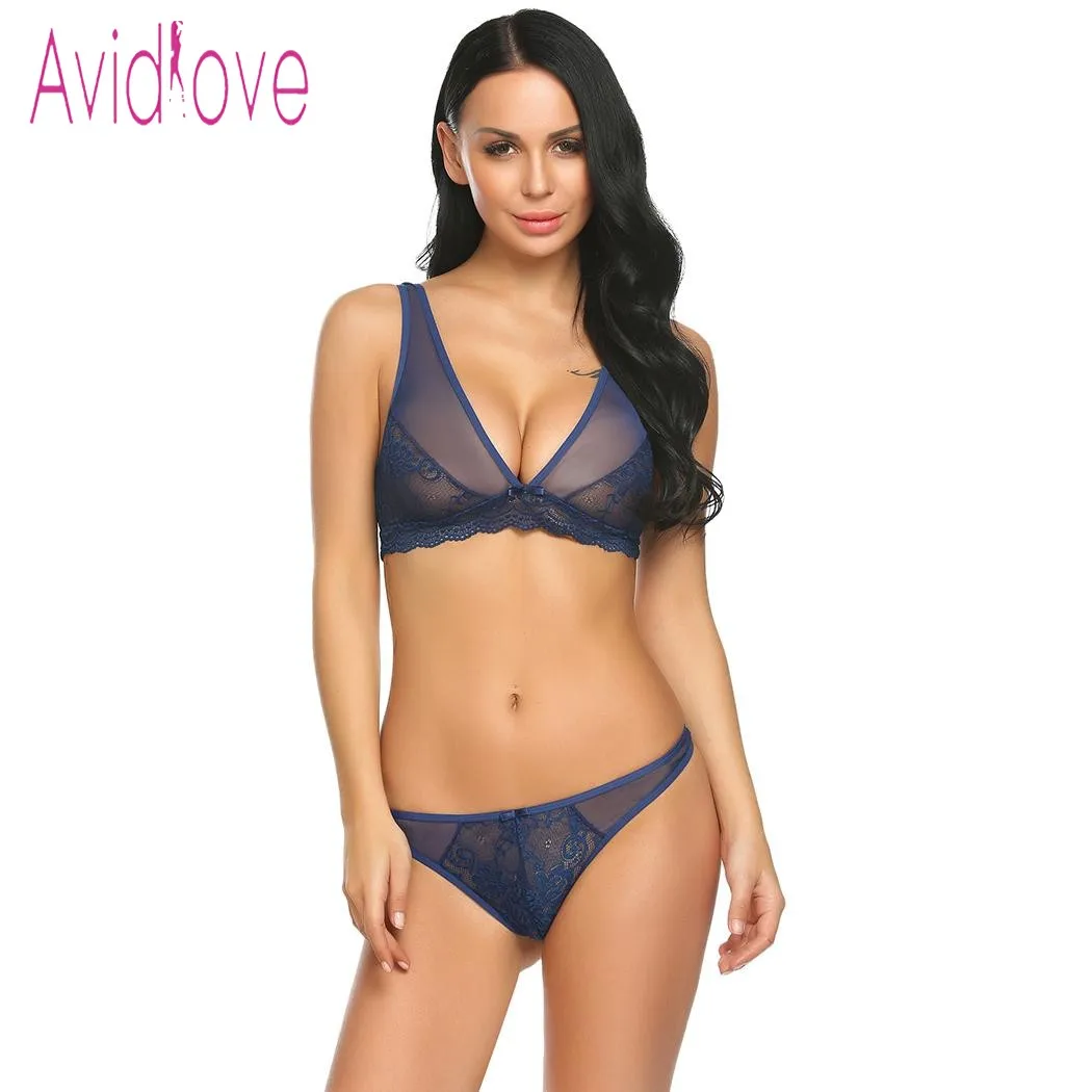 Avidlove белье с цветочным узором женский кружевной беспроводной бюстгальтер Топ трусики нижнее белье женское сексуальное горячее эротическое плюс размер порно сексуальная одежда