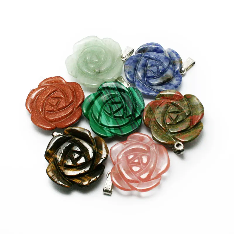 34 мм натуральный смешанный Цвет природные драгоценные камни цветок кристалл
