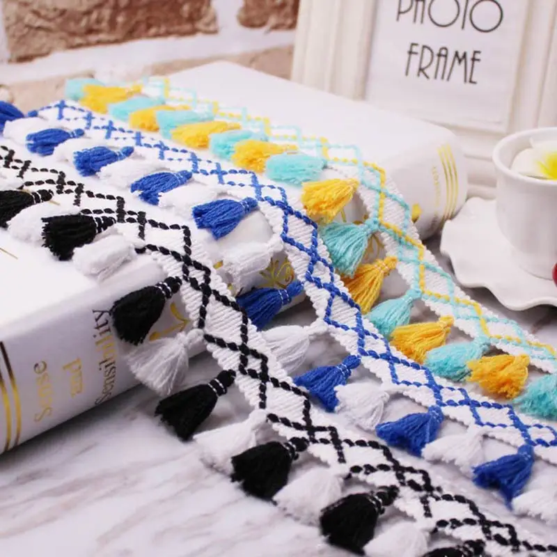 10yards/lot lace tassel Ribbon cotton tassels trimming fringes for sewing bed sheet clothes curtains DIY accessories decoration | Дом и сад