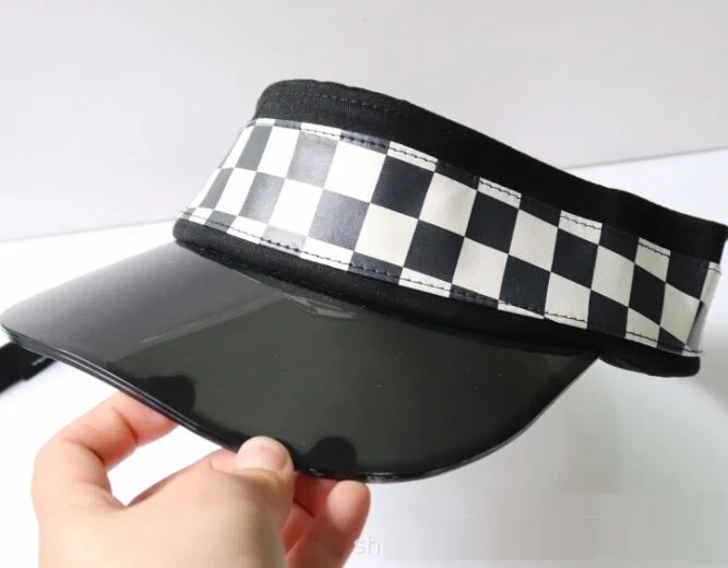 Шляпа от солнца Женская из ПВХ в клетку стиле хип-хоп Пляжная праздник зонтик |