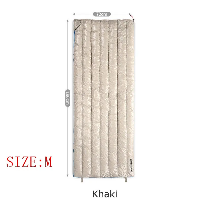 Khaki M Naturehike 570г Сверхлёгкий Водонепроницаемый Спальный Мешок Из Белого Гусиного Пуха Ленивый Мешок Для Походы и Кемпинга Спальные Мешки NH17Y010-R - Цвет: Khaki M