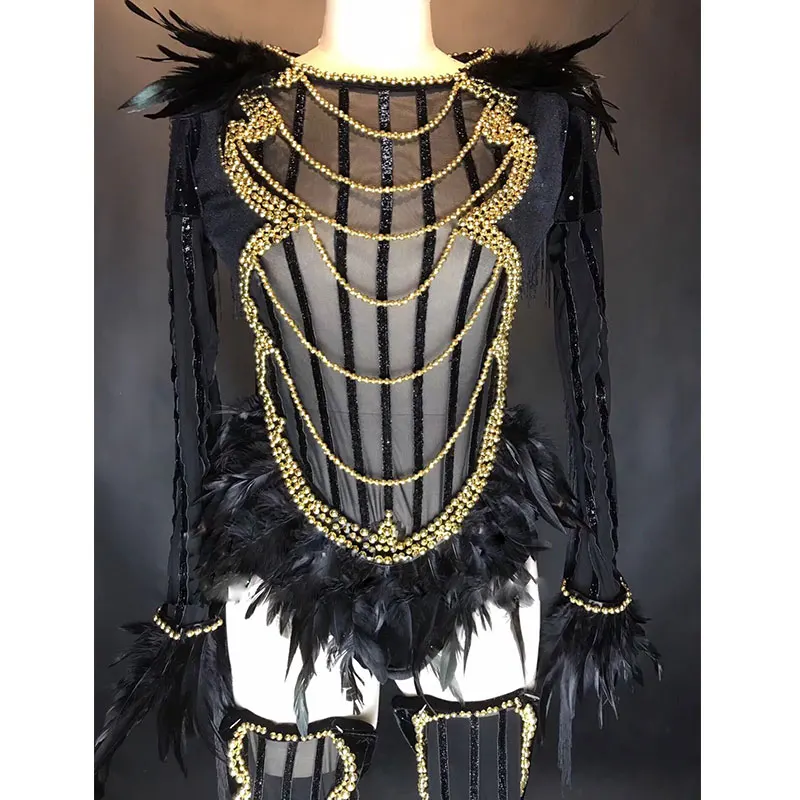 Женский сексуальный черный сценический комбинезон фата боди наборы для ночного