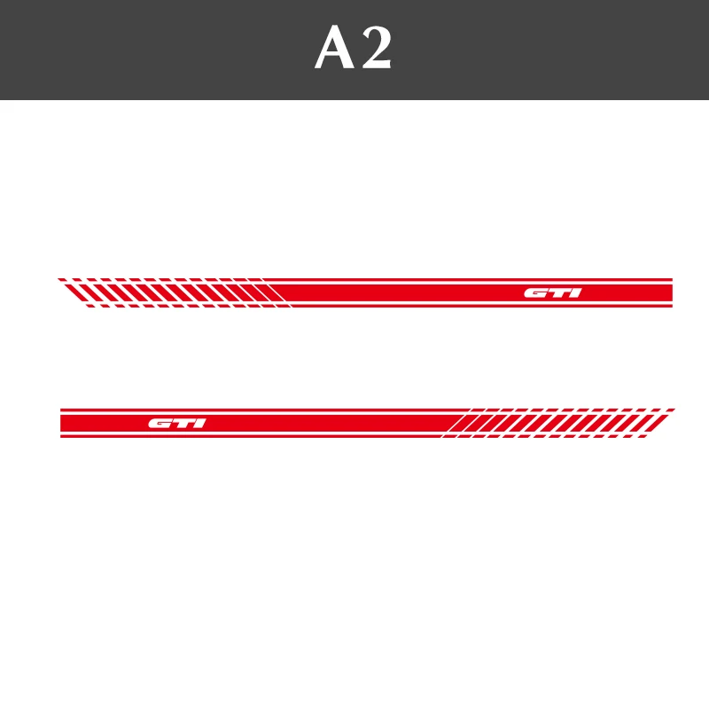 GTI Red 2 шт., наклейка для автомобиля, боковая юбка, наклейка POLO GOLF GTII для Volkswagen Polo, Volkswagen Atlas, Tiguan, Passat, Arteon - Название цвета: GTI Red