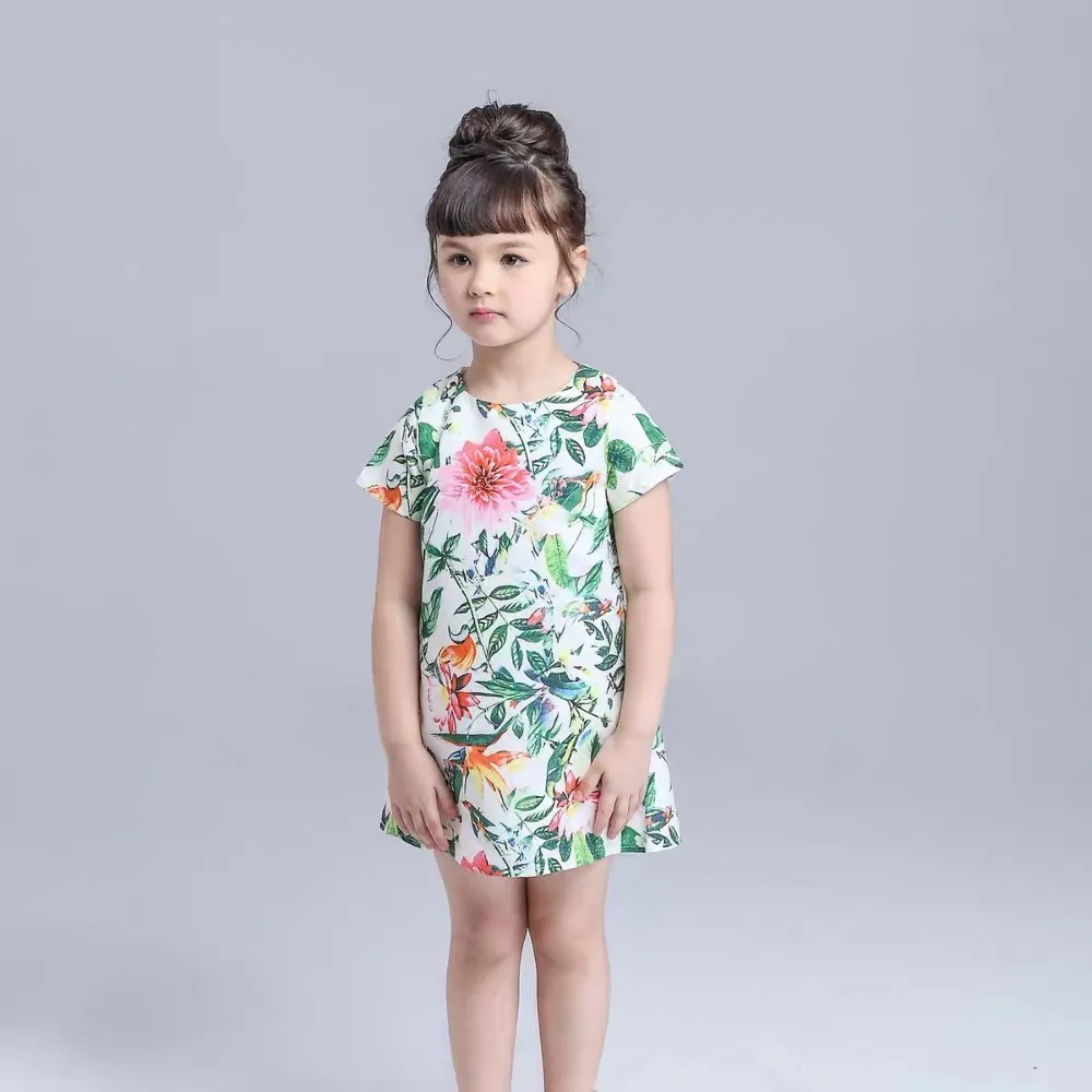 

Летняя детская одежда в европейском и американском стиле для маленьких девочек ТРАПЕЦИЕВИДНОЕ платье принцессы с коротким рукавом и принт...