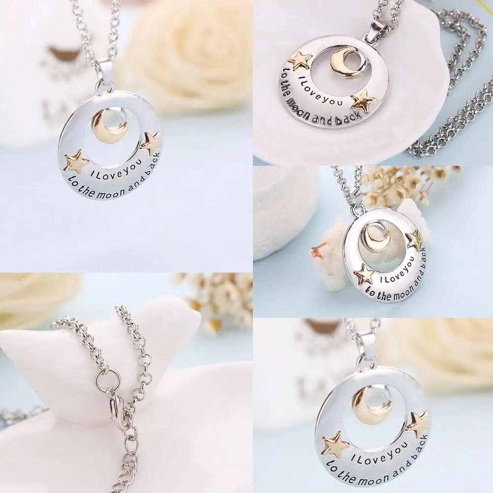 Цепочка с подвеской в виде букв I love you to the Moon and back|i you|moon backchain necklace |