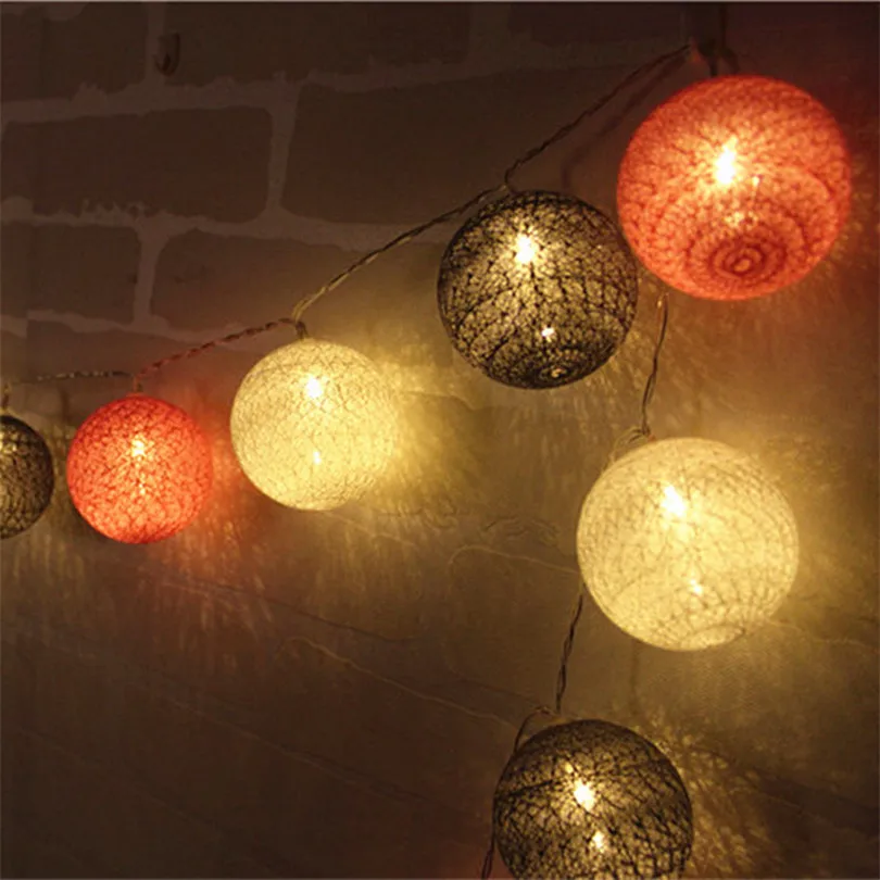 Белый/розовый/серый цвет серии led Хлопок Шар гирлянды девушка комната Декоративные сказочные огни Вечерние