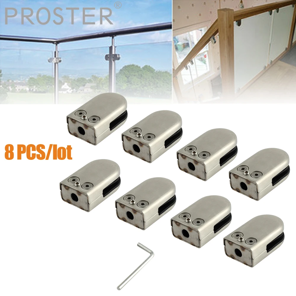 Proster 8 шт. 304 нержавеющая сталь стекло зажим Кронштейн для поручней балюстрады лестничная стойка 6-10 мм стекло для угловых кронштейнов