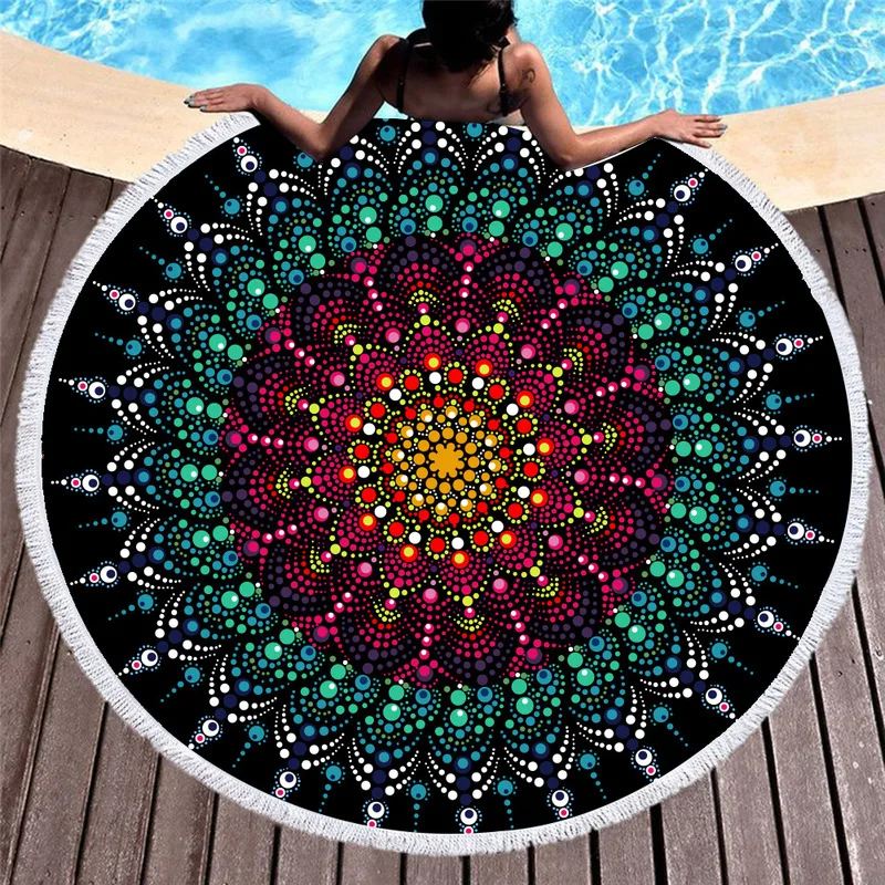 3d цифровая Мандала пляжное полотенце бохо стиль цветной Лотос мягкое для