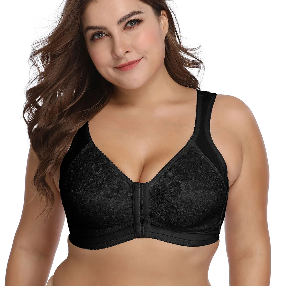 Кружевные бюстгальтеры больших размеров для женщин лифчик с застежкой спереди