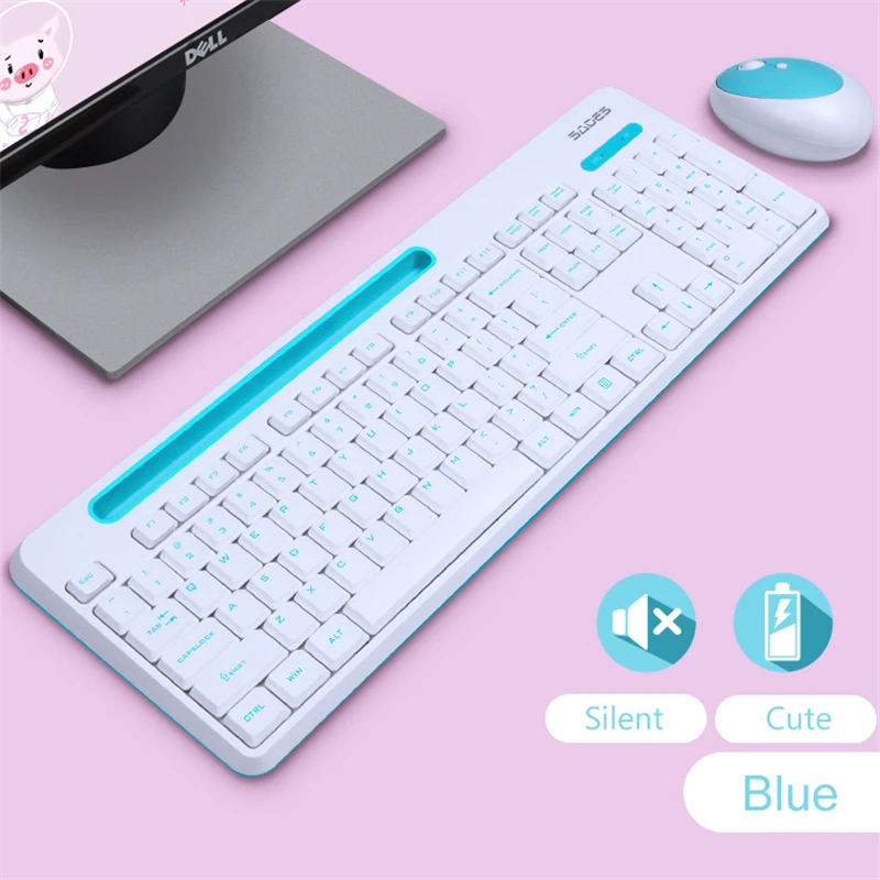 Беспроводная клавиатура для девочек 2 4G игровая мышь Combo 1600 точек/дюйм мини