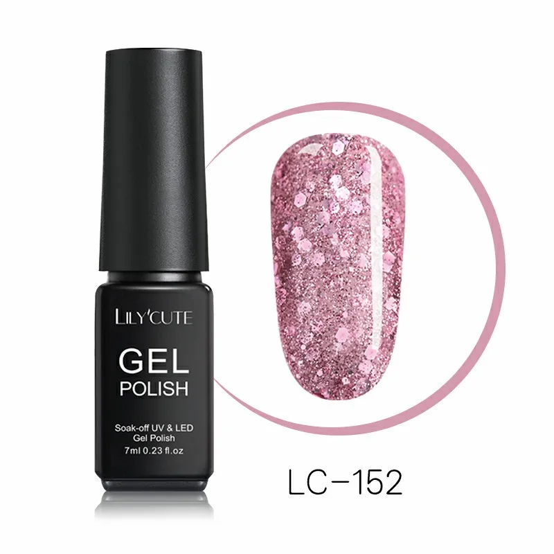 LC-152 LILYCUTE, 7 мл, блестящий Гель-лак для ногтей, блестящий гель для ногтей, серебряный, красный, розовый, золотой, фиолетовый, блестящий, яркий, впитывающий Гель-лак для ногтей - Цвет: LC-152