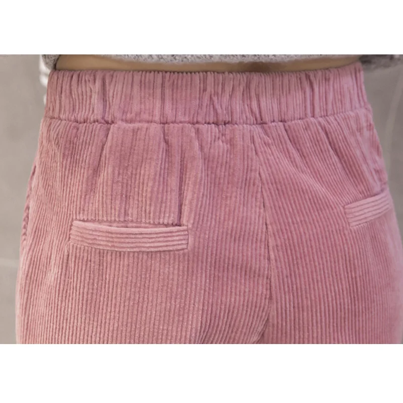 Осенне зимние женские вельветовые штаны Pantalon Mujer шаровары с эластичной резинкой