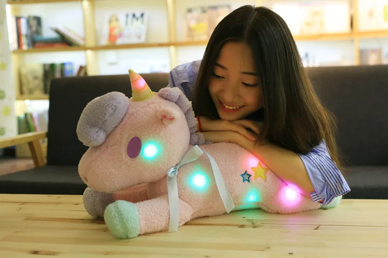 Мягкие животные детские куклы кавайные Мультяшные радужные светодиодные
