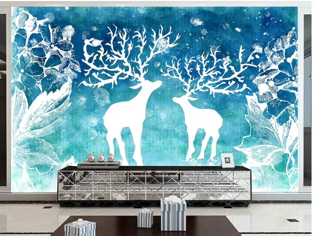 3d customized wallpaper wall mural photo Modern minimalist deer classic for walls | Обустройство дома