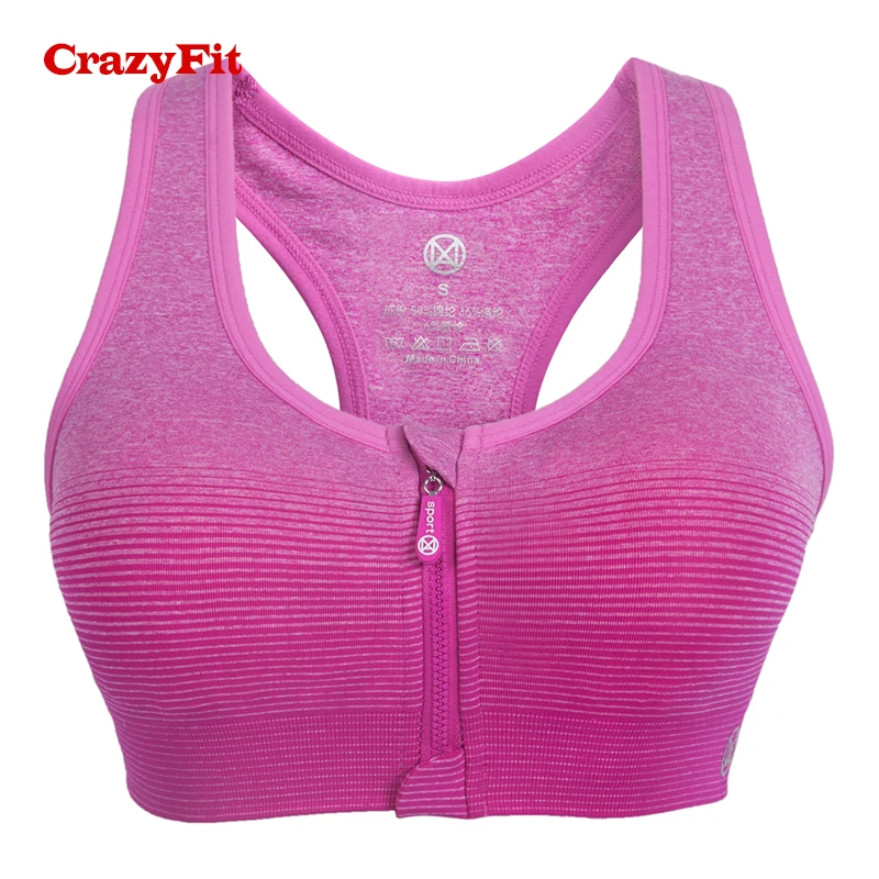 CrazyFit Высокая поддержка Спортивный бюстгальтер на молнии для женщин 2018