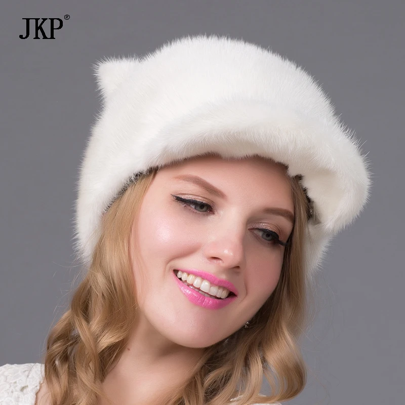 Шапка женская из натурального меха норки модная шапка в русском стиле элегантная