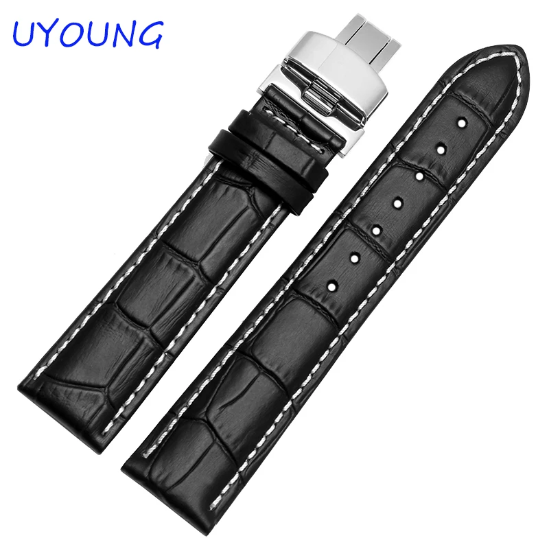 Ремешок для часов CASIO качественный браслет из натуральной кожи ремешок черный