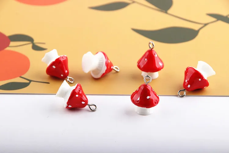 10 шт 3D гриб смолы амулеты DIY ремесло подходит для поиск ювелирных изделий из браслетов ручной работы 15*22 мм