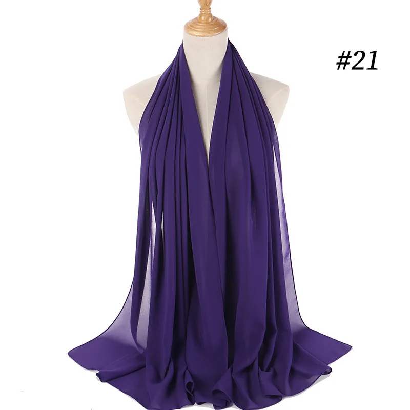 21 Purple Scarf Sparsil качественные шифоновые шарфы, одноцветная повязка на голову, весенне-летние тонкие дышащие пляжные шали, популярные мусульманские женские хиджабы, шарф - Цвет: 21 Purple Scarf
