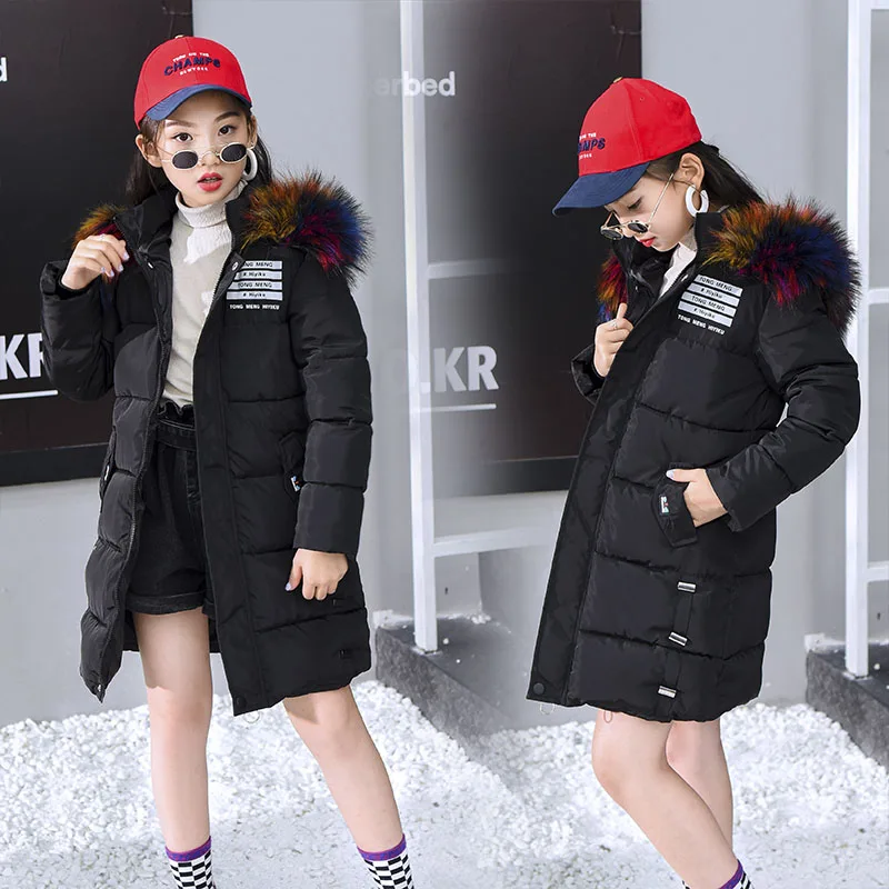 Новинка 2019 детское пуховое пальто из хлопка длинная теплая зимняя куртка с