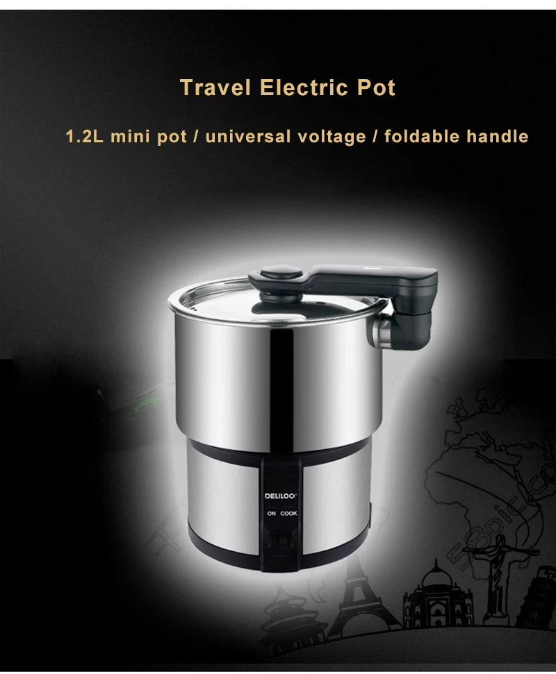 Kbxstart 100 V-240 V многофункциональная электрическая рисоварка горшок машина портативный нержавеющей стали Сплит горшок для путешествий Открытый 450W