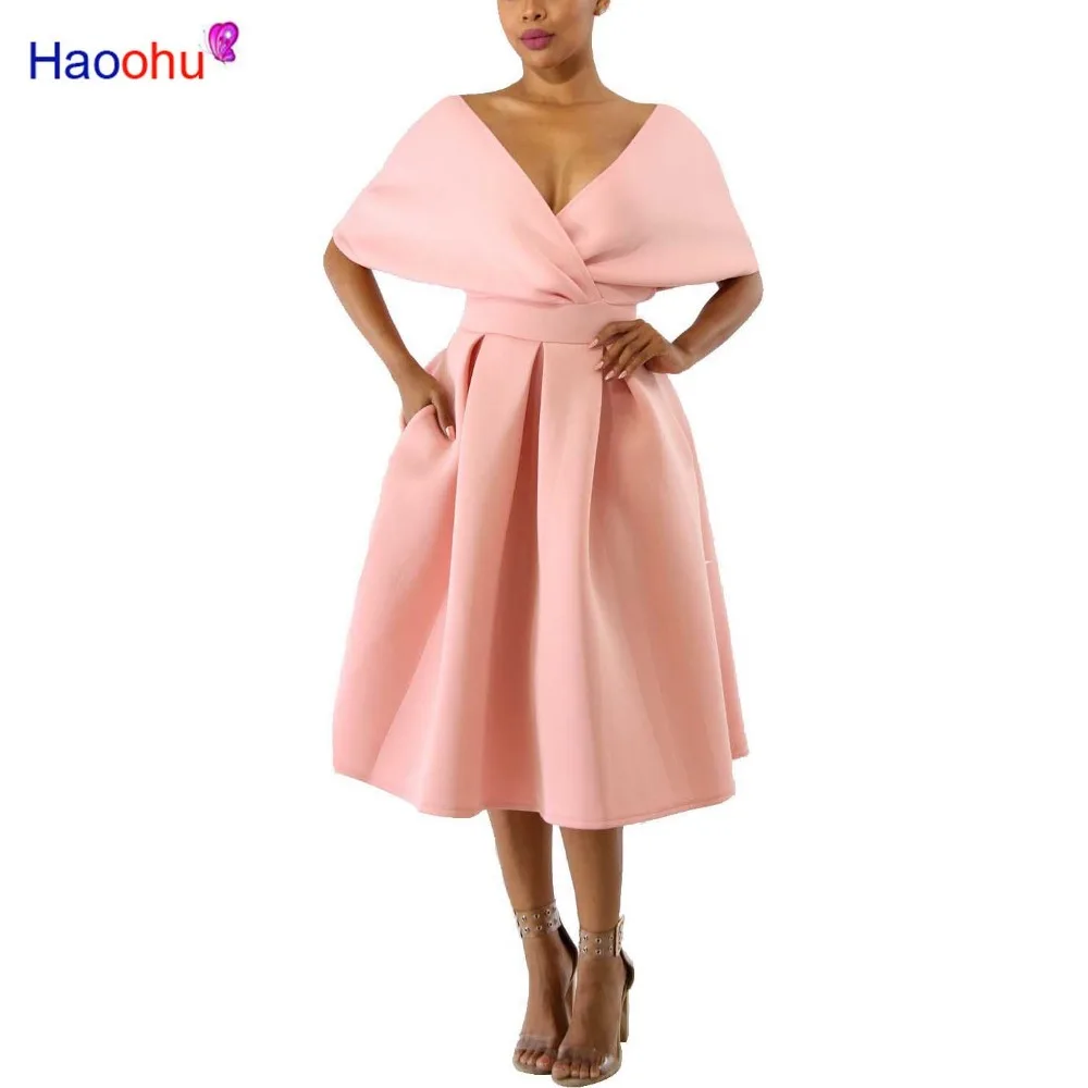 HAOOHU-женские летние платья с открытой спиной облегающее платье коротким рукавом и