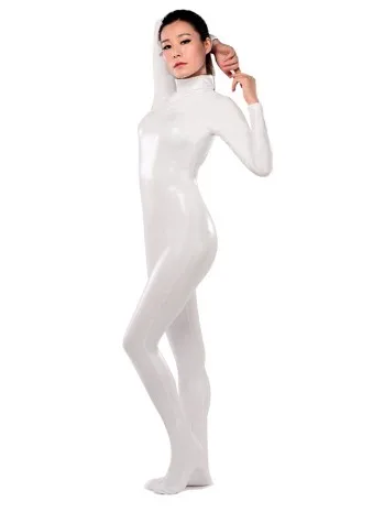 BetterParty белый комбинезон Zentai металлизированная лайкра горячая Распродажа Блестящий боди второй кожи
