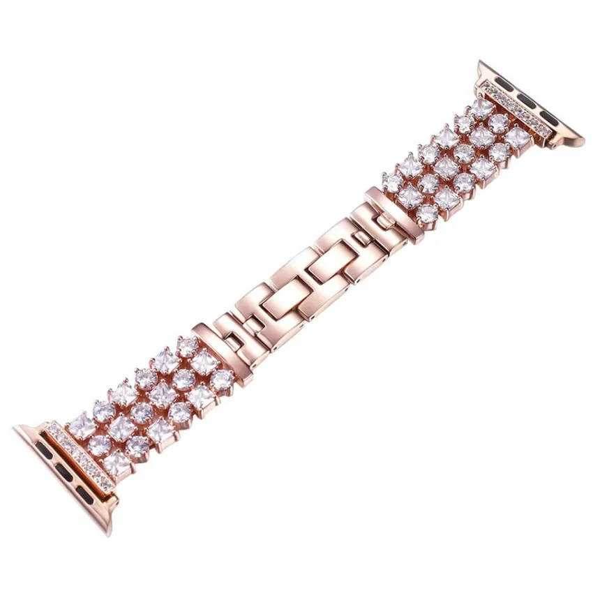 Ремешок из нержавеющей стали для Apple Watch Band 38 мм 42 40 44 браслет со стразами iwatch band
