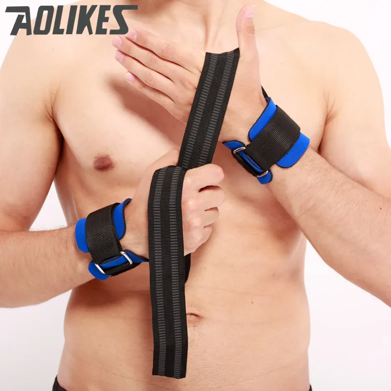 AOLIKES 1 пара спортивный браслет для спортзала гантели фитнес тренировка запястья поддержка ремни обертывания с ручными силовыми лентами Тяжелая атлетика
