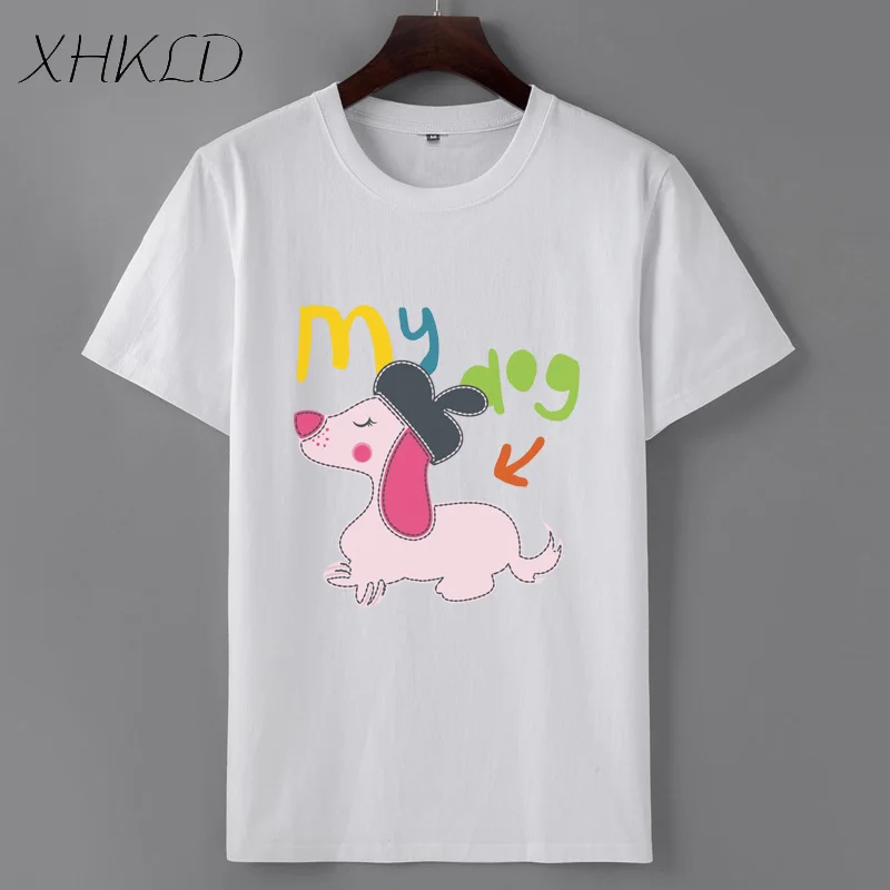 XHKLD 2018 летняя модная футболка с принтом топы мультяшная белая хлопковая Мужская