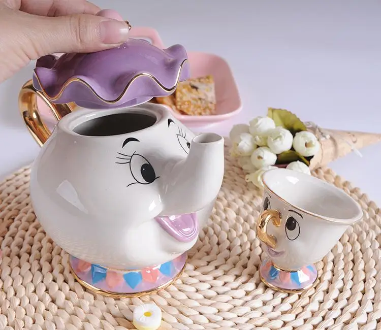 Мультфильм красота и чудовище чай горшок кружка Mrs Potts Чип чай горшок чашки часы когсворт керамика один набор креативный Рождественский подарок Быстрая