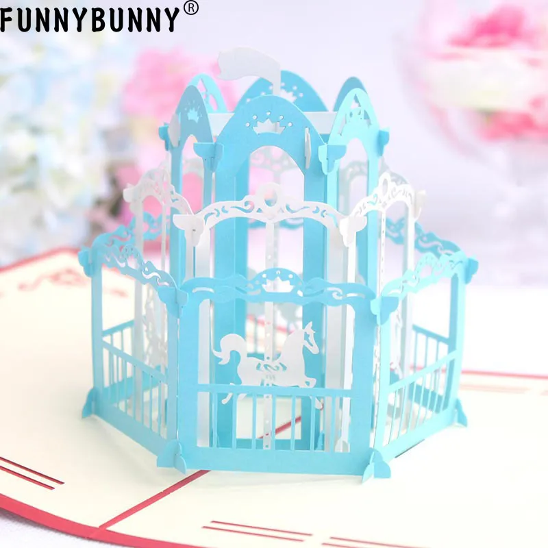 FUNNYBUNNY ручная работа карусель 3D открытка на день рождения Детские открытки с