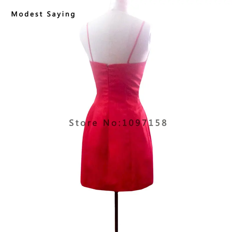 Сексуальные красные прямые Мини коктейльные платья 2018 с глубоким вырезом