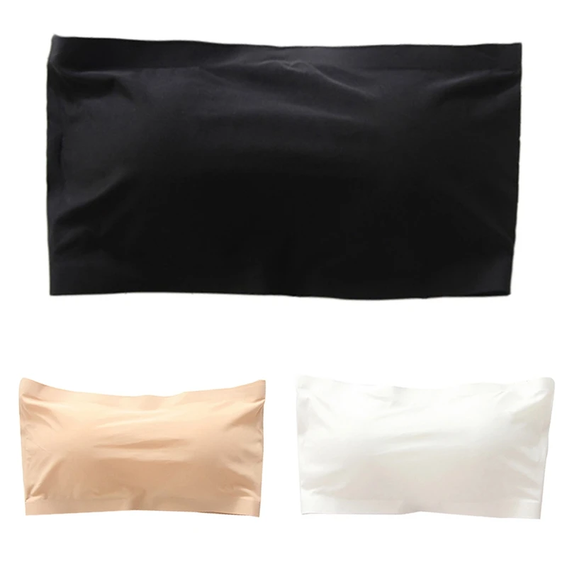 Женский топ без бретелек однотонный удобный укороченный из эластичного ледяного