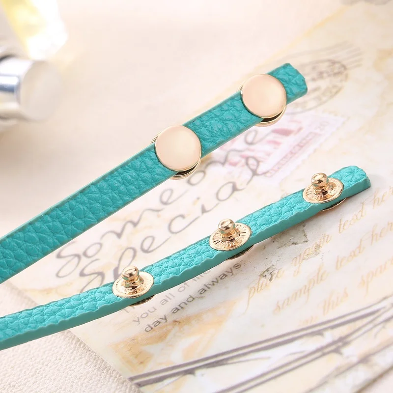 Богемия Для женщин моды кристалла кожаный ремешок Кварцевые шпагат наручные