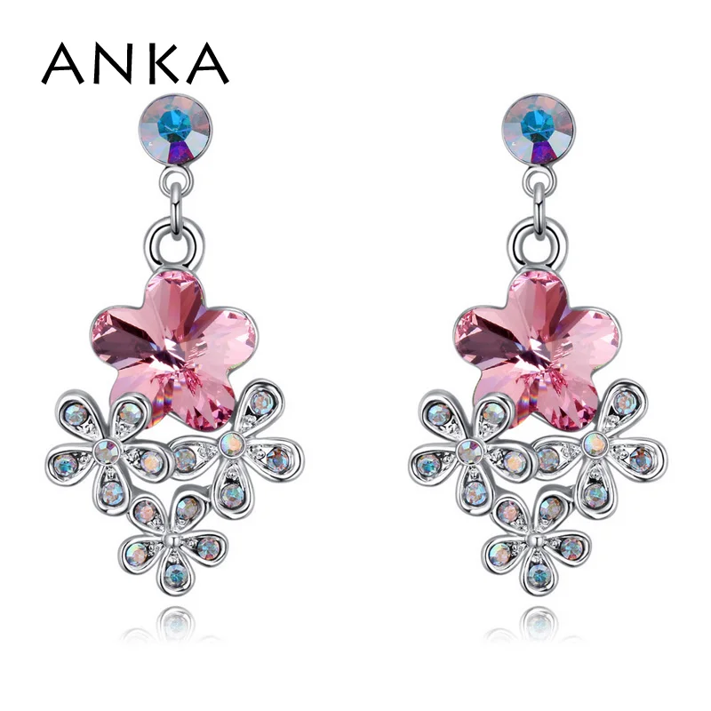 Анка класса люкс в форме цветка с украшением виде кристаллов серьги капли для