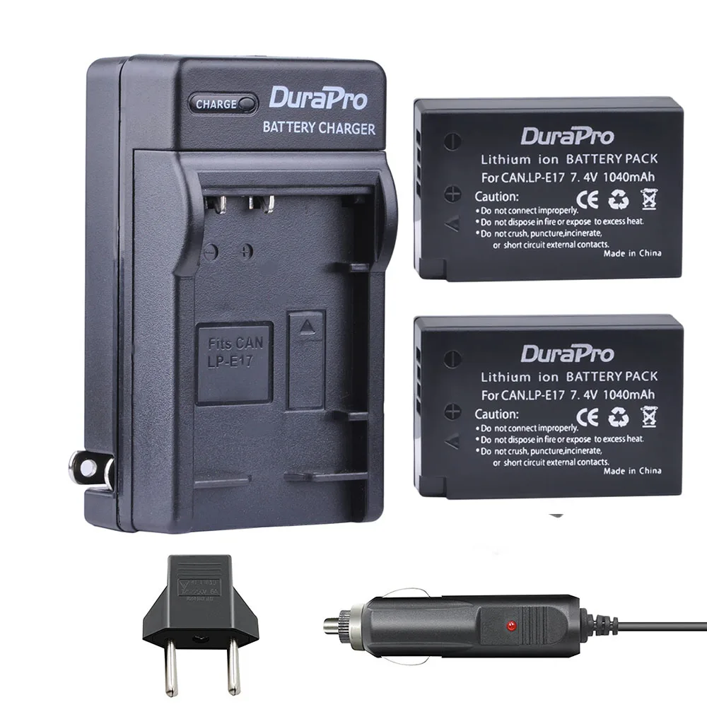 2pc 1040mAh LP-E17 LPE17 LP E17 Rechargeable Battery+Car Charger+EU Plug for Canon EOS Rebel T6i 750D T6s 760D M3 8000D Kiss X8i |