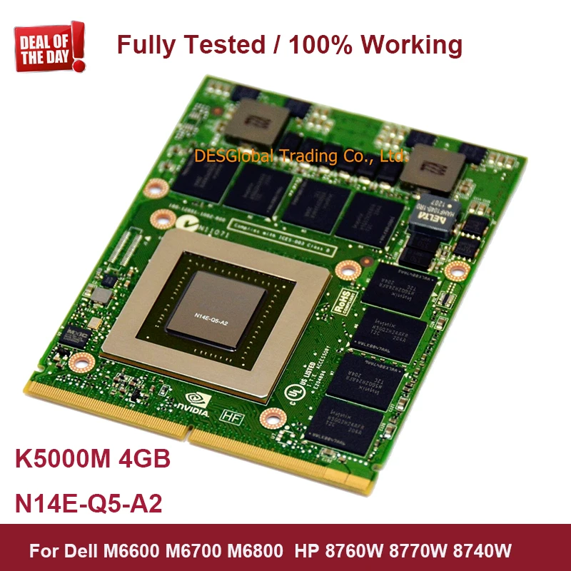 Оригинальная видеокарта N14E-Q5-A2 K5000M k 5000m 4GB GDDR5 MXM для Dell M6600 M6700 M6800 hp 8760W 8770W 8740W полностью протестирована