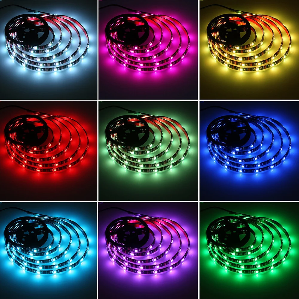 USB Светодиодная лента DC5V с регулируемой яркостью, водонепроницаемый RGB 5V SMD 5050, 10 кнопок, Радиочастотный пульт дистанционного управления, ТВ-фон, красочный светильник для компьютера