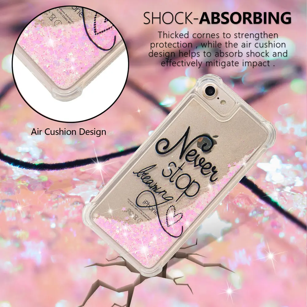 Glitter Stars Phone Cover for Apple iPhone 7 A1778 A1779 Dynamic Liquid Debris Quicksand Back Case 8 A1905 A1906 |
