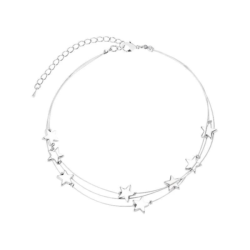 Женское колье-чокер с двойной звездой простое корейское ожерелье в подарок 2019 |