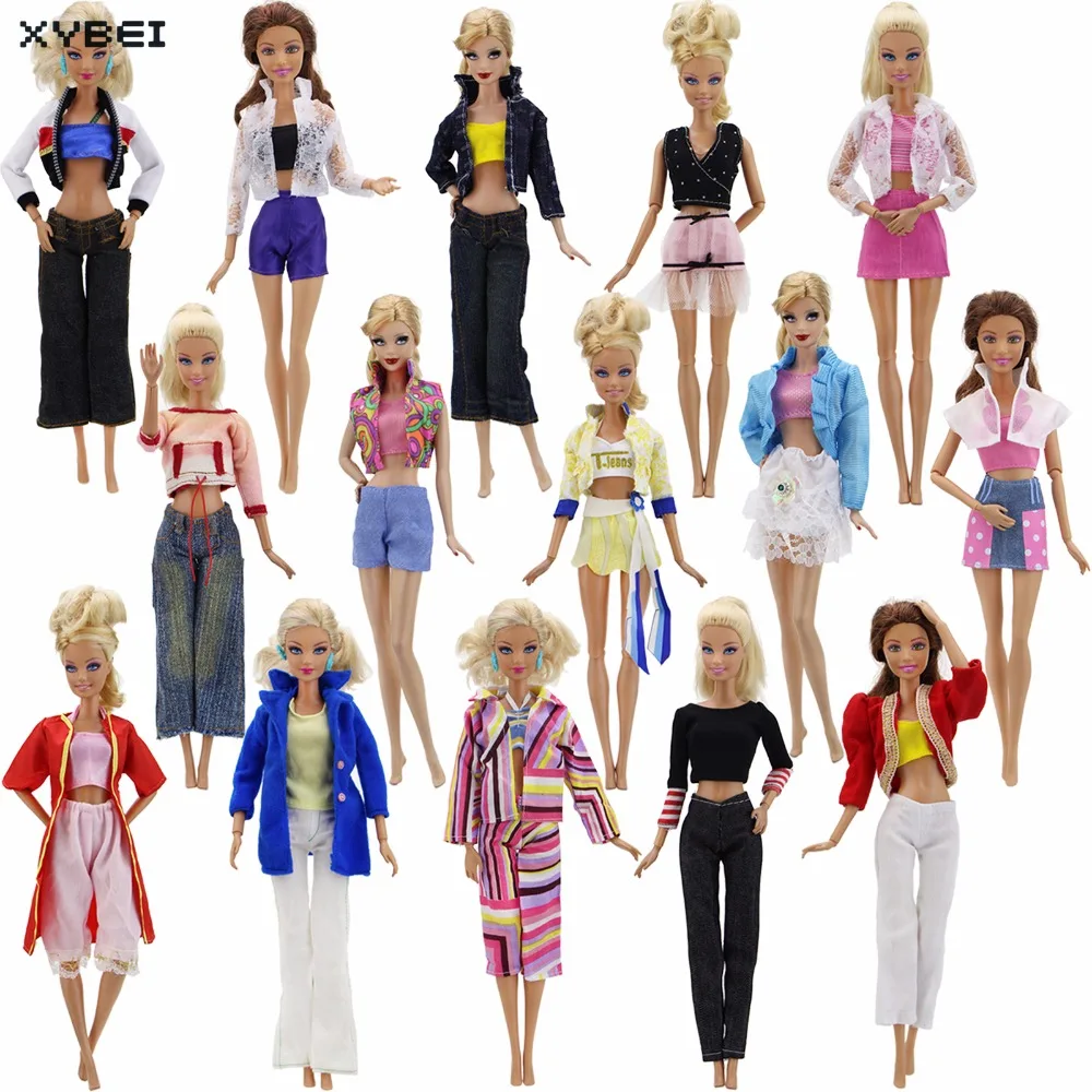 Случайный выбор 10 шт./лот комплекты одежды куклы модная одежда повседневные